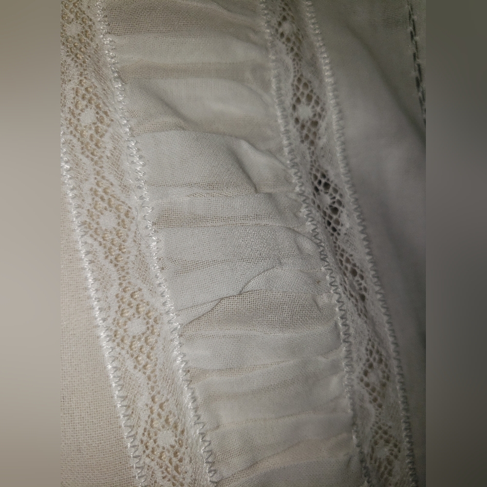 Elie Tahari white 100% cotton semi sheer fitted tailored ruffle blouse top M - Picture 2 of 9